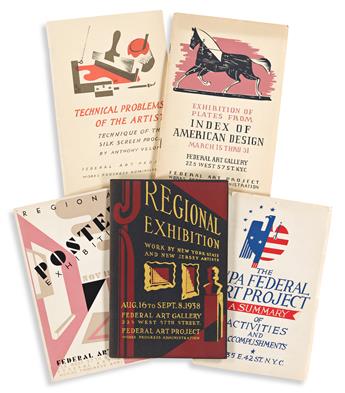 VARIOUS ARTISTS.  [WPA ARTISTS & EXHIBITIONS.] Group of 12 booklets and catalogues. 1930s. Each approximately 9x5¾ inches, 22¾x14½ cm.